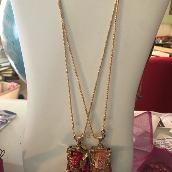 Race Car Pink Gold Necklace Betsey Johnson new - Picture 7 of 8